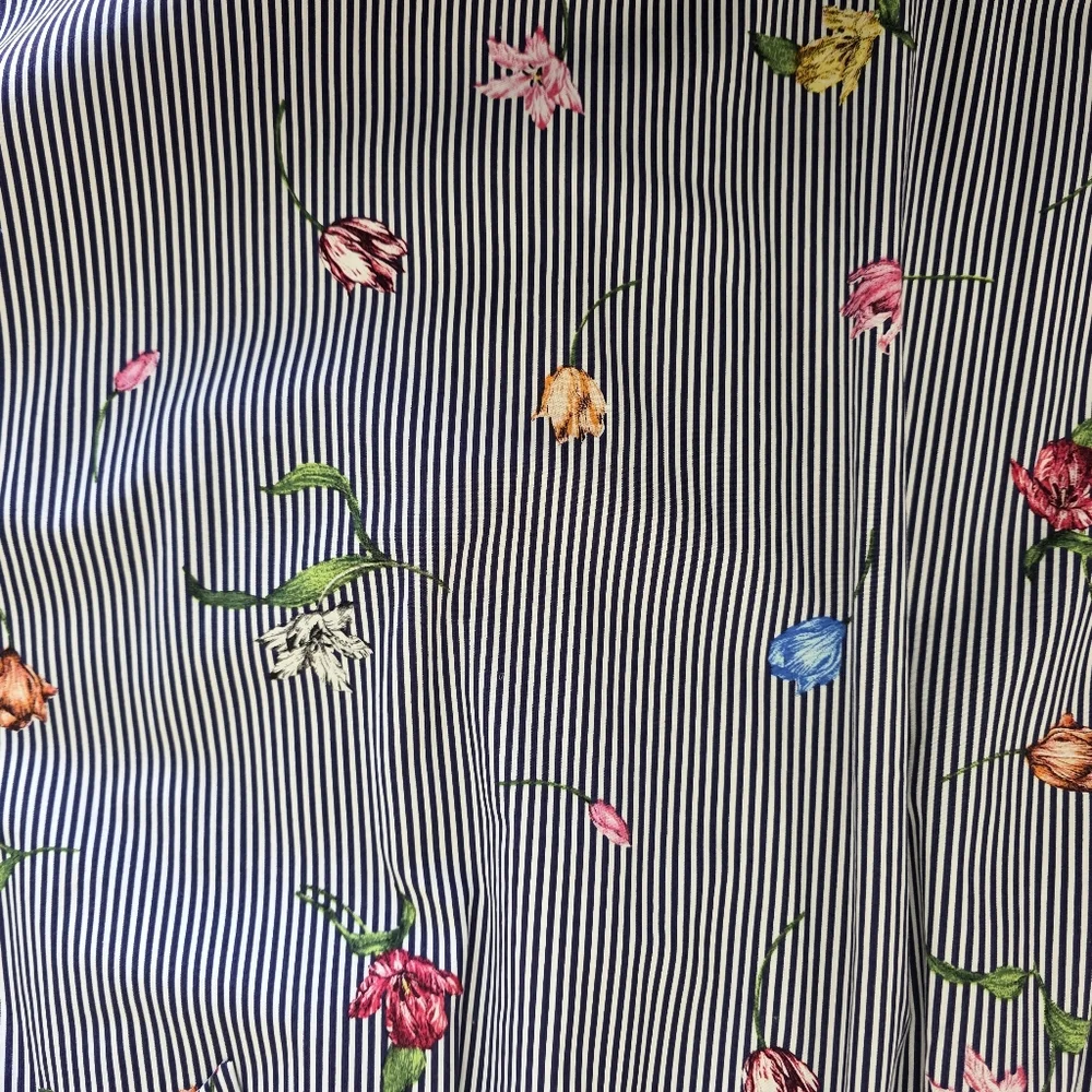 H&M Navy & White Pinstripe A-Line Skirt with Multicolor Floral print - Picture 8 of 8